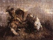 Nicolae Grigorescu Dragos Fighting the Bison oil on canvas